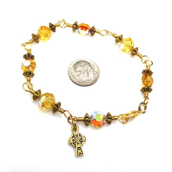 Handmade Vintage Swarovski Bead Bracelet, Christian Gift - Picture 4 of 10